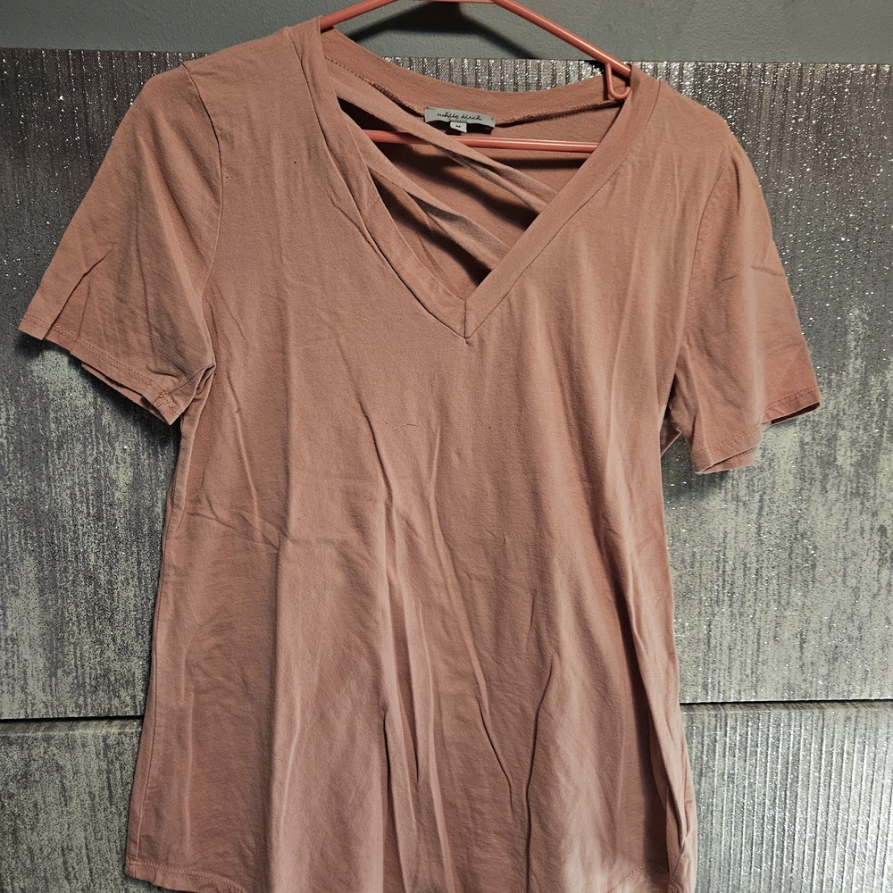 White Birch V-Neck Short Sleeve Tee - Mauve